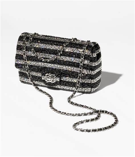 Evening bag, Strass, silver